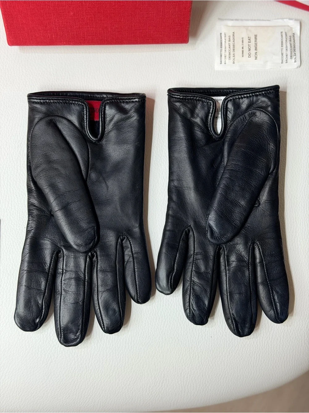 Coveted Valentino Black Quilted Leather Gloves Rockstud Full Box Set Like New